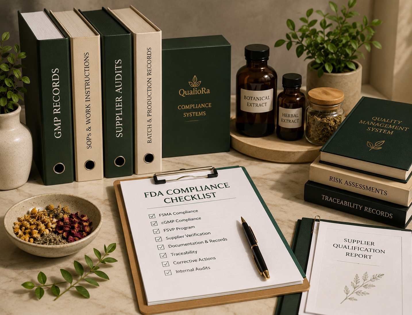 FDA compliance documentation for botanical manufacturers